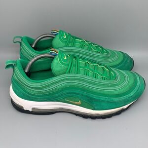 Nike Air Max‎ 97 Lucky Green Gold Suede Running Shoes 921826-301 Mens Sz 11.5
